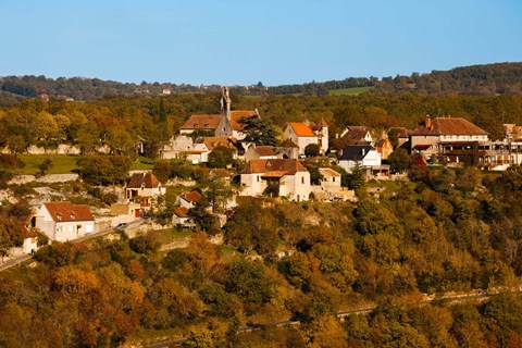 Framed Overview of L&#39;Hospitalet village, Rocamadour, Lot, Midi-Pyrenees, France Print