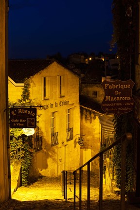 Framed Street view at dawn, Saint-Emilion, Gironde, Aquitaine, France Print