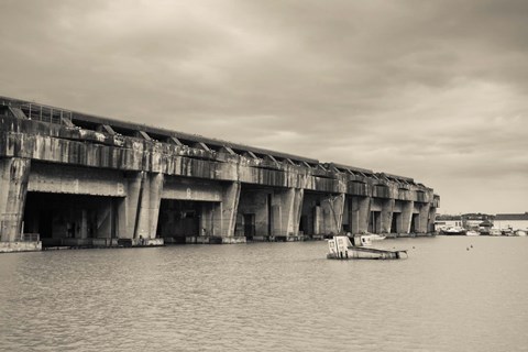 Framed World War Two-era Nazi submarine base now an art gallery, Bordeaux, Gironde, Aquitaine, France Print