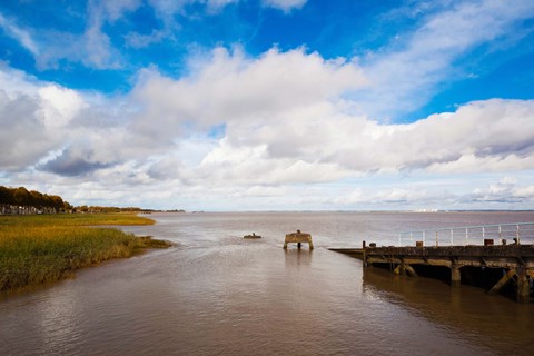Framed Town Pier on the Gironde River, Pauillac, Haut Medoc, Gironde, Aquitaine, France Print