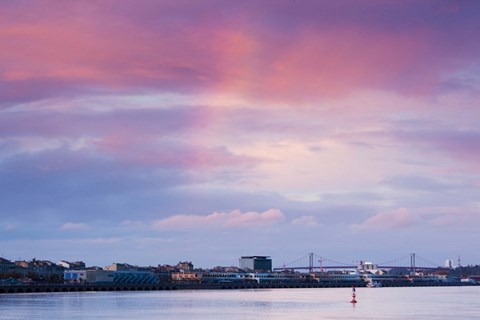 Framed Garonne Riverfront at dusk, Bordeaux, Gironde, Aquitaine, France Print