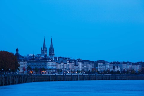 Framed Garonne Riverfront at dawn, Bordeaux, Gironde, Aquitaine, France Print