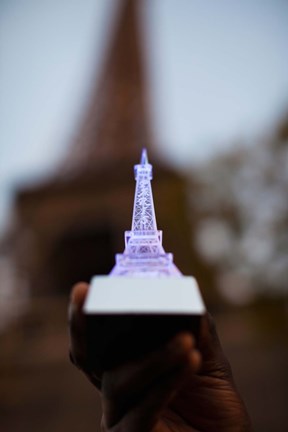 Framed Close-up of a souvenir miniature Eiffel Tower lamp, Paris, Ile-de-France, France Print