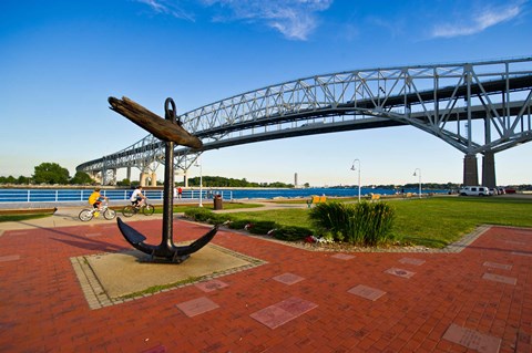 Framed Blue Water Bridge at Port Huron, Michigan, USA Print