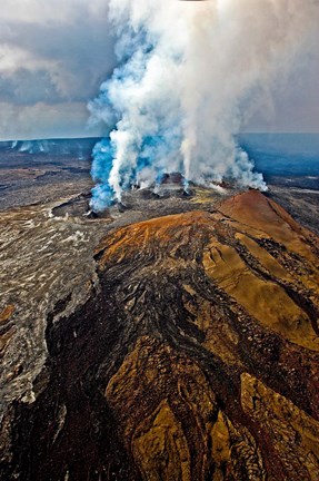 Framed Steaming Volcano, Kilauea, Kauai, Hawaii Print