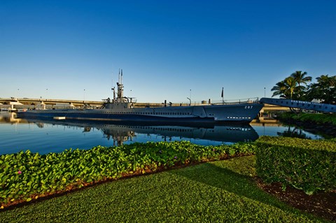 Framed World War II submarine at a museum, USS Bowfin Submarine Museum And Park, Pearl Harbor, Honolulu, Oahu, Hawaii, USA Print