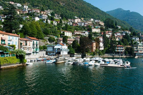 Framed Buildings at the waterfront, Varenna, Lake Como, Lombardy, Italy Print