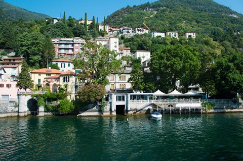 Framed Acquadolce Cafe at the edge of Lake Como, Carate Urio, Province of Como, Lombardy, Italy Print