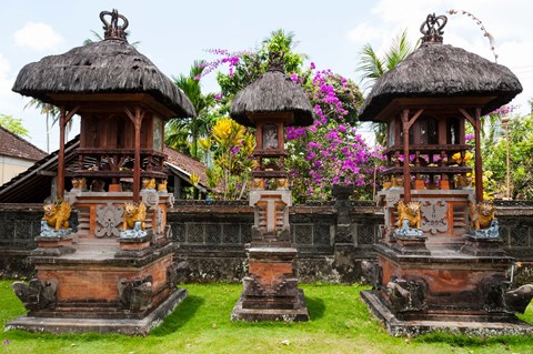 Framed Offering altars, Rejasa, Penebel, Bali, Indonesia Print