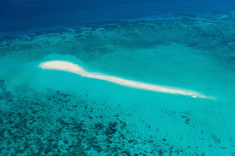 Framed Aerial view of Coral Reef, Great Barrier Reef, Queensland, Australia Print