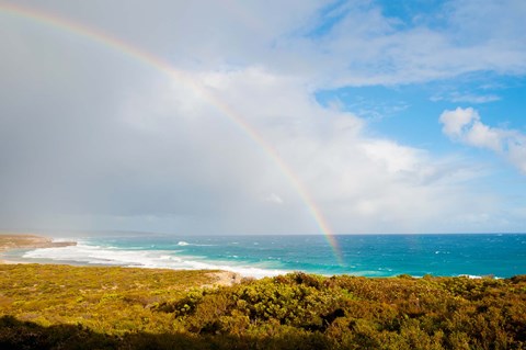 Framed Rainbow over the Pacific ocean, South Ocean Resort, Kangaroo Island, South Australia, Australia Print