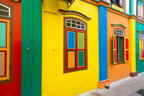 Framed Restored building in Little India, Singapore Print