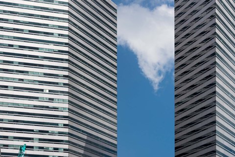 Framed Low angle view of buildings, Singapore Print