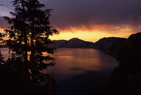 Framed Sunrise view from Discovery Point over Crater Lake, Crater Lake National Park, Oregon, USA Print