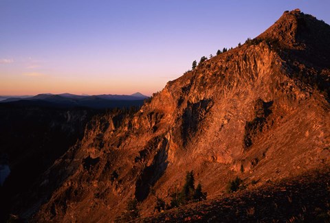Framed Watchman at sunrise, Crater Lake National Park, Oregon, USA Print