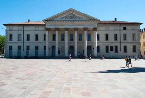 Framed Facade of a theatre, Teatro Sociale, Como, Lombardy, Italy Print