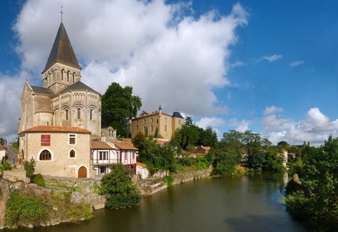 Framed Church on a hill, Saint Sauveur Church, Mareuil-Sur-Lay-Dissais, Pays De La Loire, Vendee, France Print