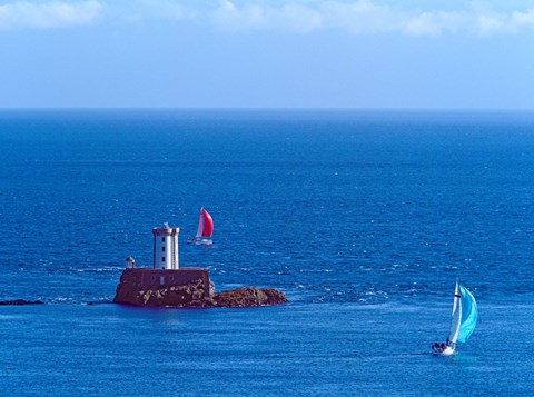 Framed Hospic Lighthouse at Ile-De-Brehat archipelago, Paimpol, Cotes-d&#39;Armor, Brittany, France Print