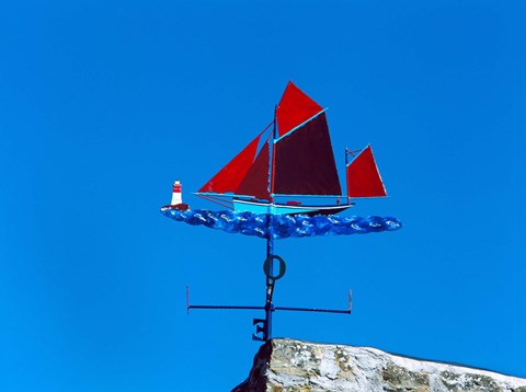 Framed Low angle view of weather vane, Morgat, Crozon, Finistere, Brittany, France Print