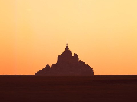 Framed Mont Saint-Michel at sunset, Manche, Basse-Normandy, France Print