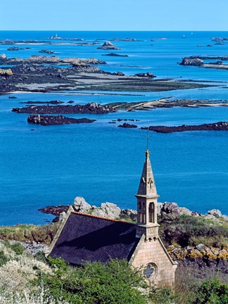 Framed La Trinite Chapel at Ile-De-Brehat archipelago, Cotes-d&#39;Armor, Brittany, France Print