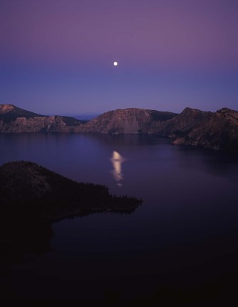 Framed Moon reflection in the Crater Lake, Crater Lake National Park, Oregon, USA Print