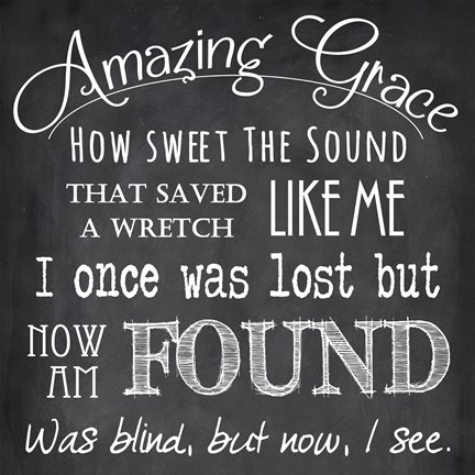 Framed Amazing Grace Chalkboard Print