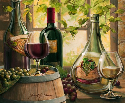 Framed Wine By The Window II Print