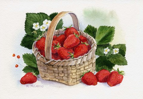 Framed Basket Of Strawberries Print