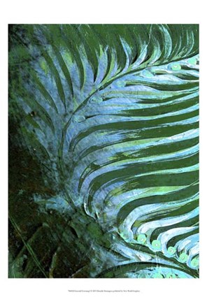 Framed Emerald Feathering I Print