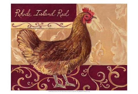 Framed Rustic Roosters III Print