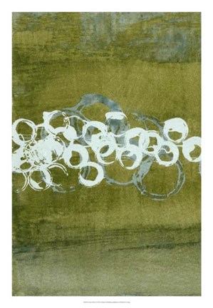 Framed Green Orbs I Print