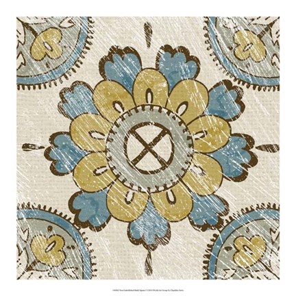 Framed Non-Embellished Batik Square I Print