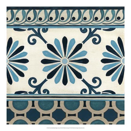 Framed Non-Embellished Indigo Frieze II Print