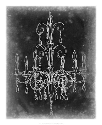 Framed Chalkboard Chandelier Sketch II Print