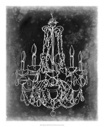 Framed Chalkboard Chandelier Sketch III Print