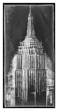 Framed Empire State Blueprint Print