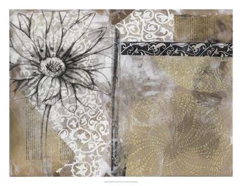 Framed Collage Fleur I Print