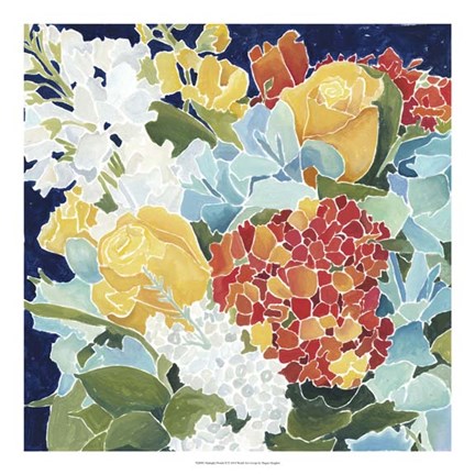 Framed Midnight Florals II Print