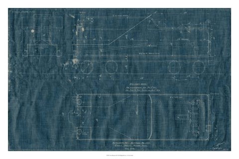 Framed Train Blueprint III Print