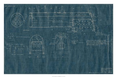 Framed Train Blueprint IV Print