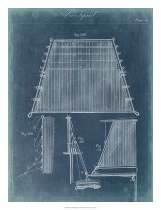 Framed Nautical Detail Blueprint I Print