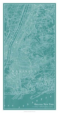 Framed Graphic Map of New York Print