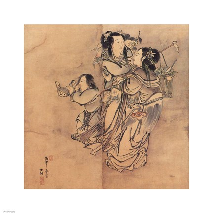 Framed Painting of the Nineteen Iimmortals I Print