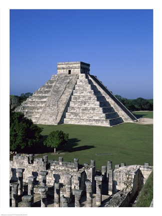 Framed Ancient structures, El Castillo, Chichen Itza (Mayan), Mexico Print