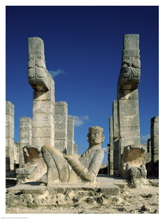 Framed Mayan Statues Temple of the Warriors Print