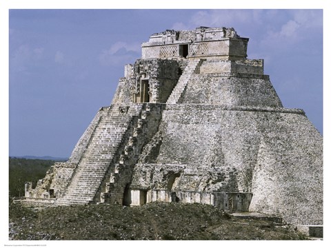 Framed Mayan Pyramid of the Magician Uxmal Print