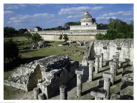 Framed Old ruins of an observatory, Chichen Itza Print