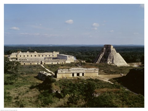Framed Pyramid of the Magician, Nunnery Quadrangle, Uxmal Print