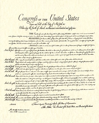 Framed Bill of Rights (Document) Print